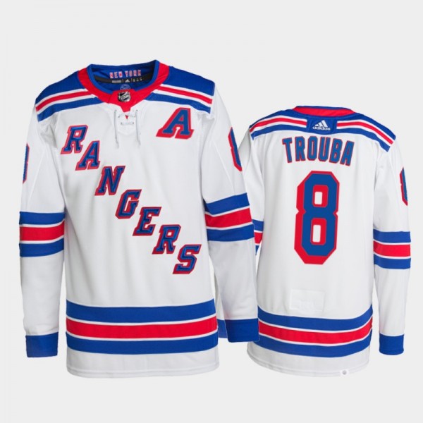 2021-22 New York Rangers Jacob Trouba Away Jersey White Primegreen Authentic Pro Uniform