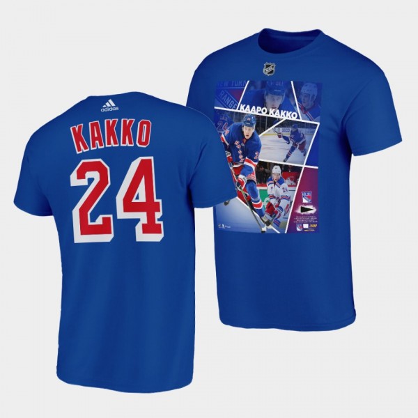 New York Rangers Kaapo Kakko Player photo Impact Player T-Shirt #24 Blue
