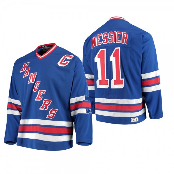 Men's New York Rangers Mark Messier #11 Throwback Blue Retired Authentic Cheap Jersey