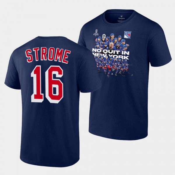 New York Rangers Ryan Strome No Quit in NY 2022 Playoffs Navy #16 T-Shirt