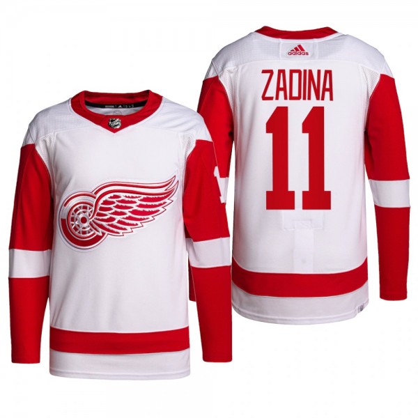 2022 Detroit Red Wings Filip Zadina Away Jersey White Primegreen Authentic Pro Uniform