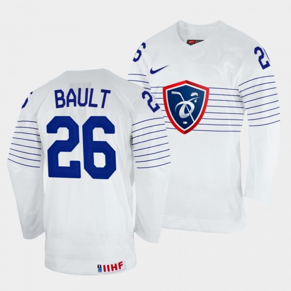 France 2022 IIHF World Championship Romain Bault #26 White Jersey Home