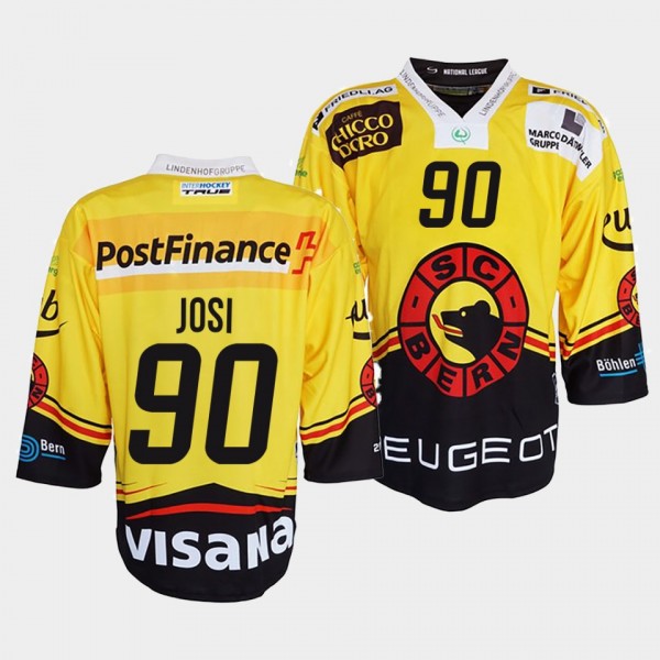 Roman Josi #90 SC Bern Jersey Men's Ice Hockey Yel...