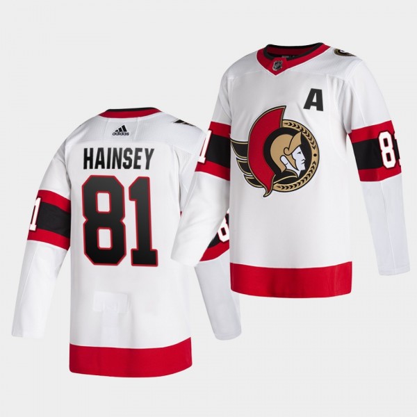 Ron Hainsey #81 Senators 2020-21 Away Authentic Wh...