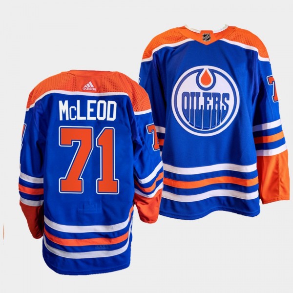 Ryan McLeod Oilers 2022-23 Primegreen Authentic Blue Jersey #71 Home