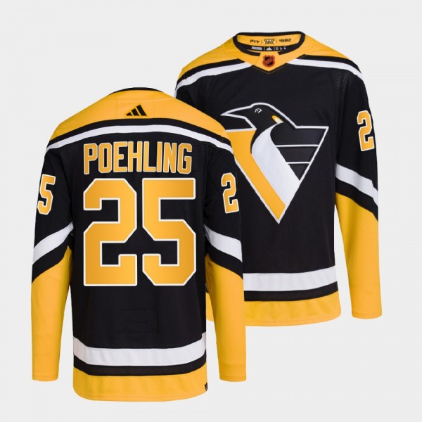 Ryan Poehling Pittsburgh Penguins 2022 Reverse Retro 2.0 Black #25 Authentic Primegreen Jersey Men's