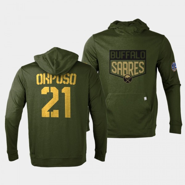 Kyle Okposo Buffalo Sabres 2022 Salute to Service Olive Levelwear Hoodie