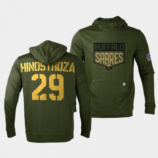 Vinnie Hinostroza Buffalo Sabres 2022 Salute to Service Olive Levelwear Hoodie