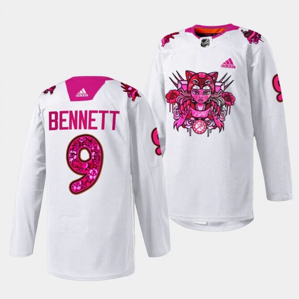 Pink in the Rink Sam Bennett Florida Panthers White #9 Limited Jersey 2023