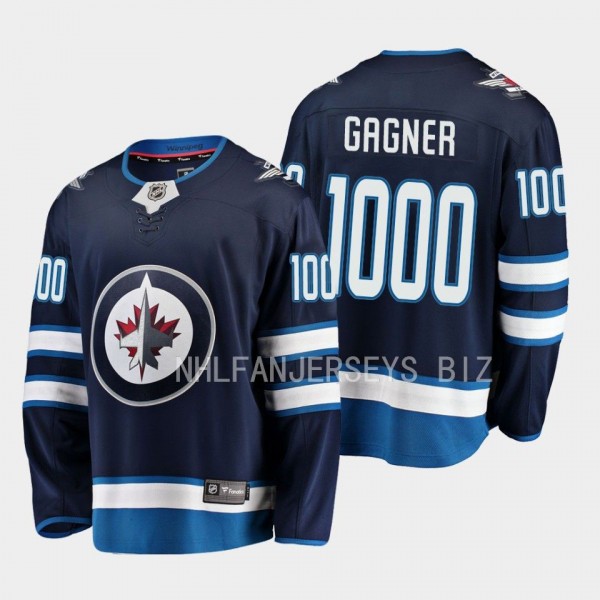 Sam Gagner Winnipeg Jets 1000 Career Games Navy Je...