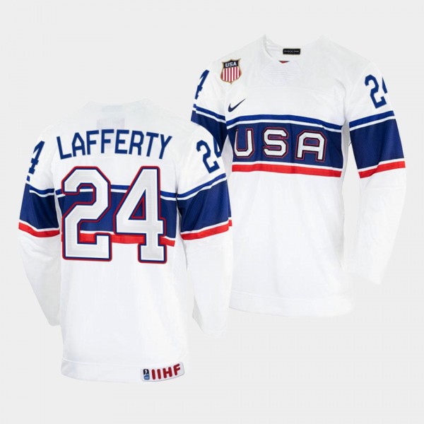 USA 2022 IIHF World Championship Sam Lafferty #24 White Jersey Home