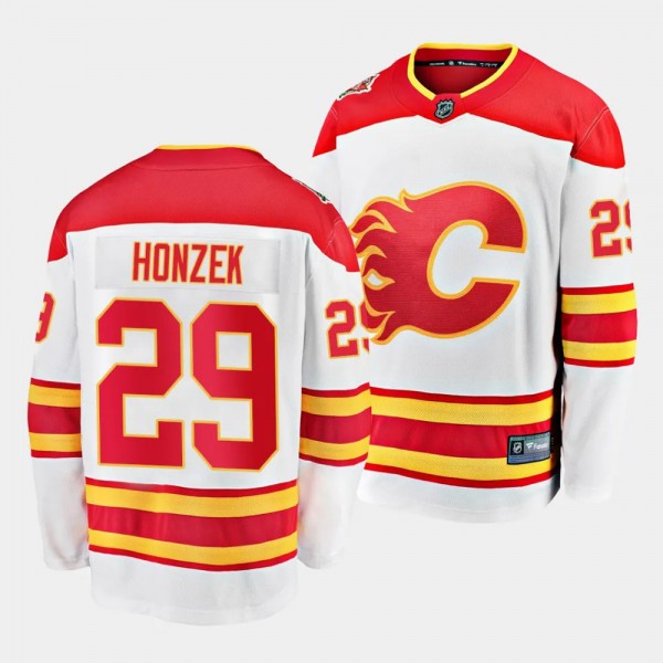 Calgary Flames Samuel Honzek 2023 NHL Draft White Away Jersey Breakaway Player
