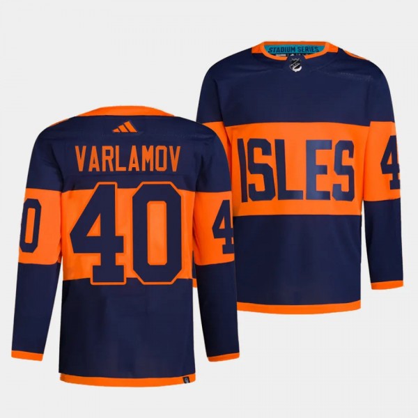 New York Islanders 2024 NHL Stadium Series Semyon Varlamov #40 Navy Authentic Pro Jersey Men's