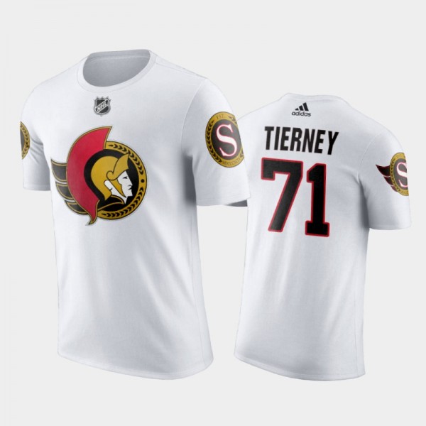 Ottawa Senators Chris Tierney #71 Away White 2020-21 T-Shirt