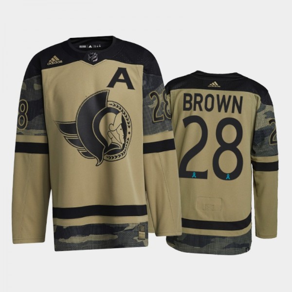Ottawa Senators Connor Brown 2021 CAF Night #28 Jersey Camo Canadian Armed Force