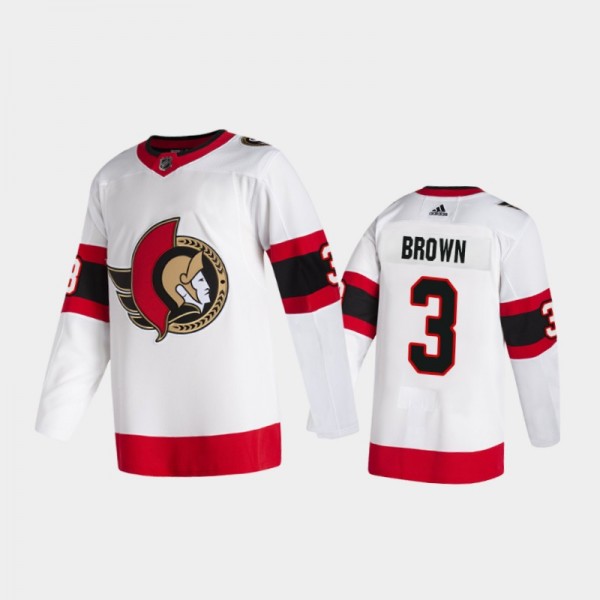 Ottawa Senators Josh Brown #3 Away White 2020-21 2D Authentic Pro Jersey