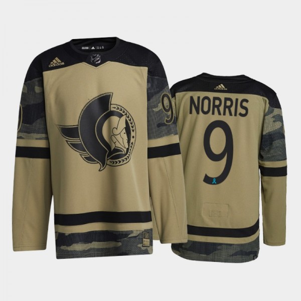 Ottawa Senators Josh Norris 2021 CAF Night #9 Jers...