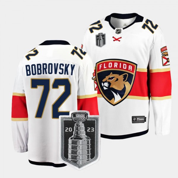 Florida Panthers Sergei Bobrovsky 2023 Stanley Cup Final White Away Breakaway Player Jersey Men's