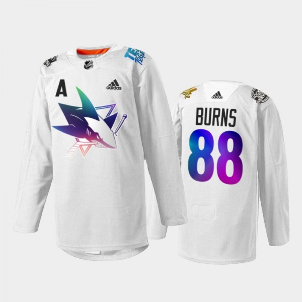 Brent Burns San Jose Sharks Pride Night 2022 Jersey White #88 HockeyIsForEveryone