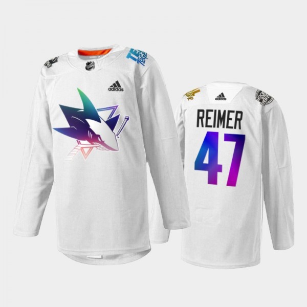 James Reimer San Jose Sharks Pride Night 2022 Jersey White #47 HockeyIsForEveryone