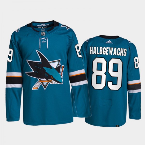 Jayden Halbgewachs San Jose Sharks Home Jersey 2021-22 Teal #89 Authentic Primegreen Uniform
