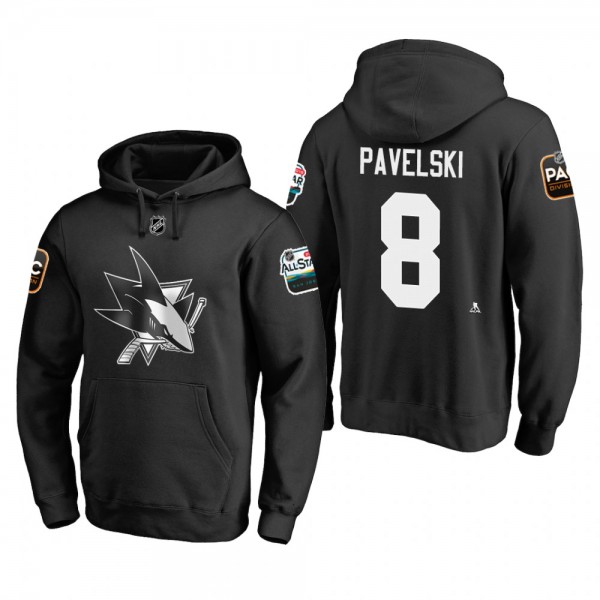 San Jose Sharks Joe Pavelski #8 2019 NHL All-Star Pullover Black Low-Priced Hoodie