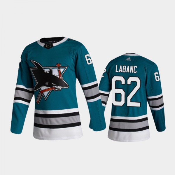 San Jose Sharks Kevin Labanc #62 Heritage Teal 2020-21 30th Anniversary Authentic Jersey