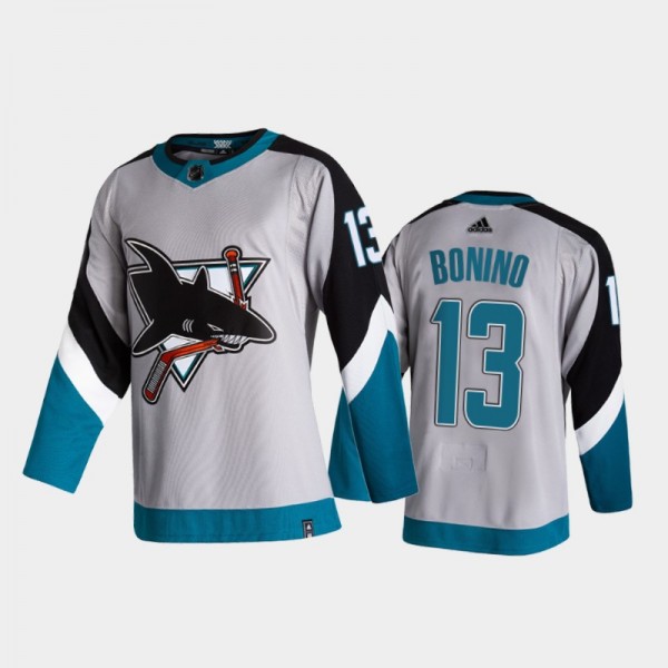 San Jose Sharks Nick Bonino #13 2021 Reverse Retro Gray Special Edition Jersey