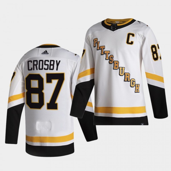 Sidney Crosby #87 Penguins 2020-21 Reverse Retro Fourth Authentic White Jersey