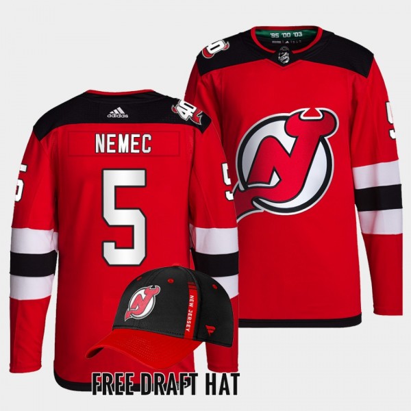 New Jersey Devils Simon Nemec 2022 NHL Draft Red A...