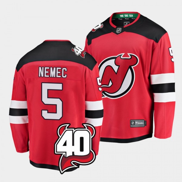 Simon Nemec New Jersey Devils Home Red 40th Anniversary Jersey Men