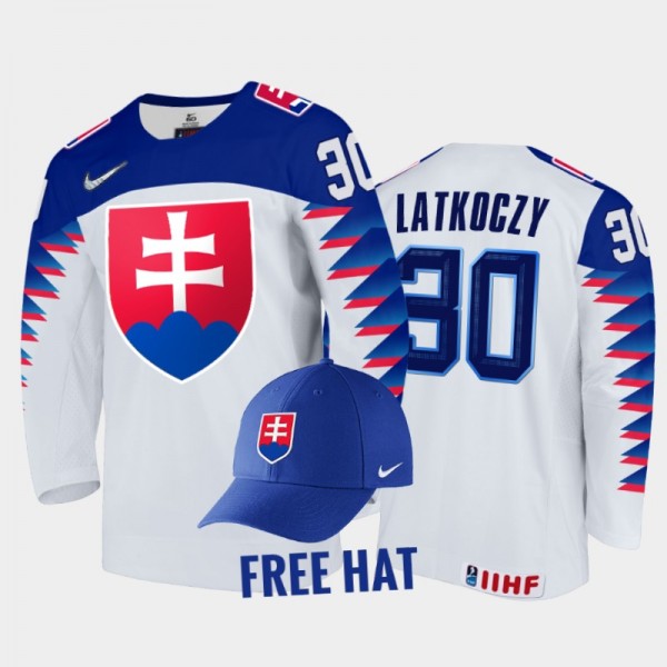 Simon Latkoczy Slovakia Hockey White Free Hat Jers...