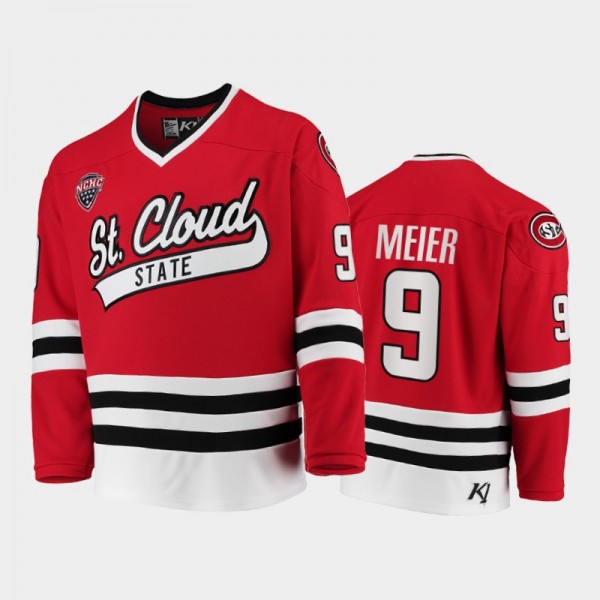 St. Cloud State Huskies Micah Miller #15 College Hockey Red Away Jersey 2021-22