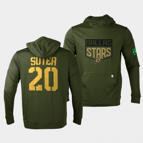 Dallas Stars Ryan Suter 2022 Salute to Service Olive Levelwear Hoodie Pullover