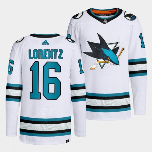 Steven Lorentz #16 San Jose Sharks 2022-23 Away White Jersey Primegreen Authentic