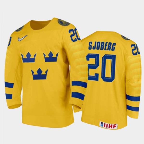 Albert Sjoberg Sweden Hockey Gold Home Jersey 2022...