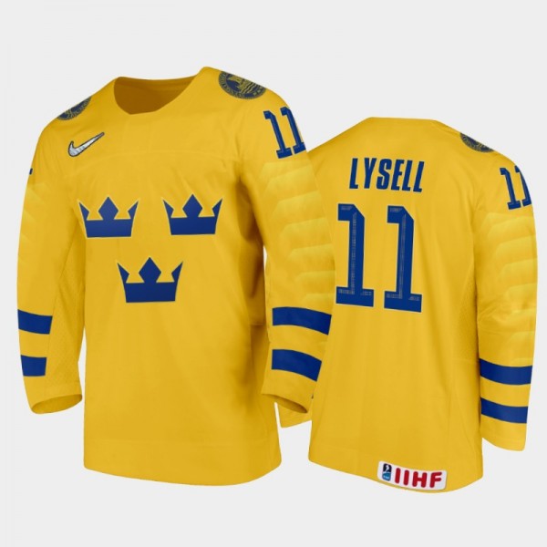 Fabian Lysell Sweden Hockey Gold Home Jersey 2022 ...