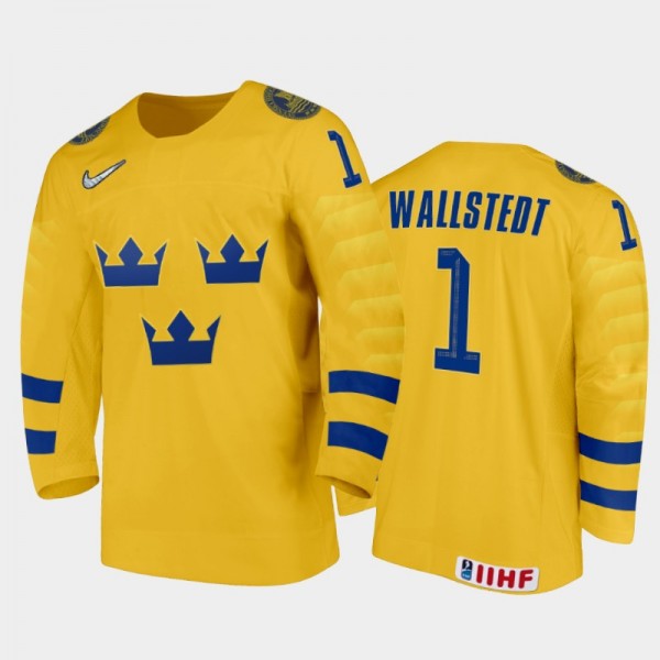Jesper Wallstedt Sweden Hockey Gold Home Jersey 20...