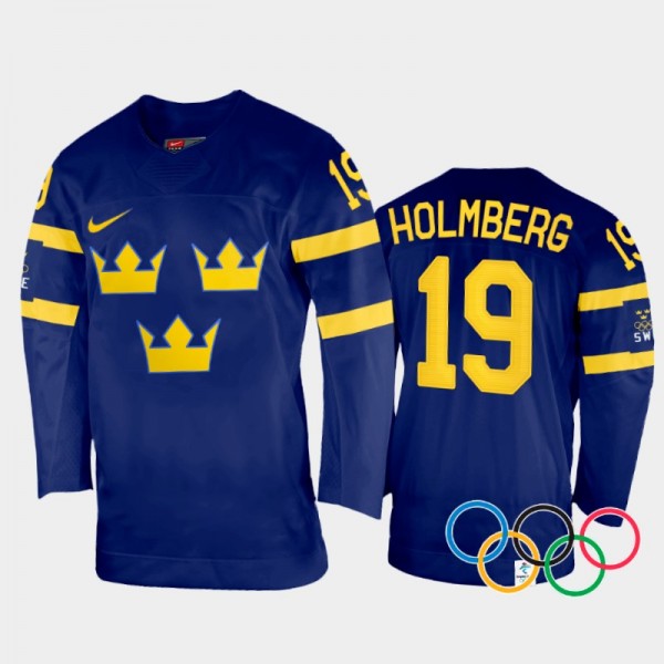 Pontus Holmberg Sweden Hockey Navy Away Jersey 202...