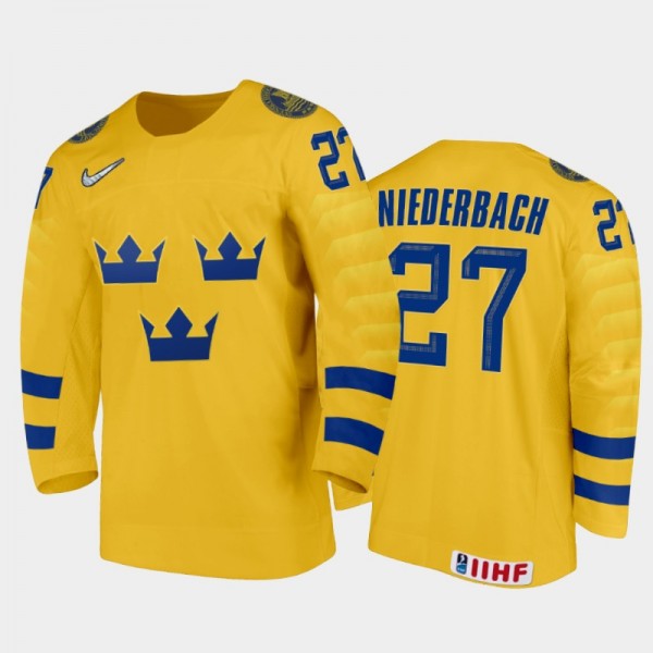 Theodor Niederbach Sweden Hockey Gold Home Jersey ...