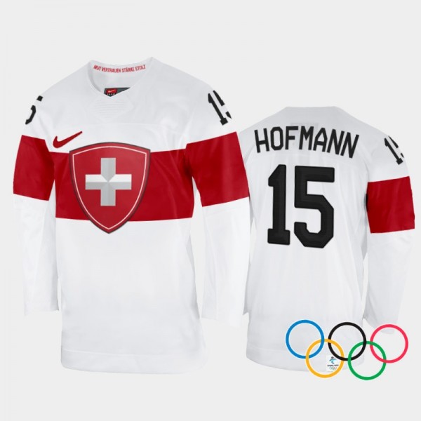 Gregory Hofmann Switzerland Hockey White Away Jers...