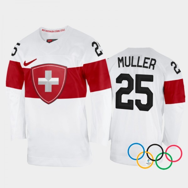 Mirco Muller Switzerland Hockey White Away Jersey ...
