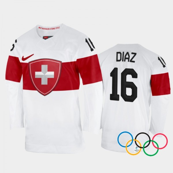 Raphael Diaz Switzerland Hockey White Away Jersey ...