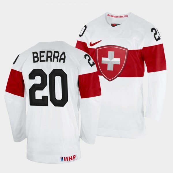 Reto Berra 2022 IIHF World Championship Switzerland Hockey #20 White Jersey Home