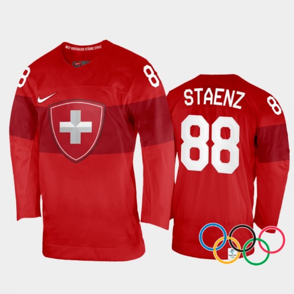 Phoebe Staenz Switzerland Women's Hockey Red Home Jersey 2022 Winter Olympics