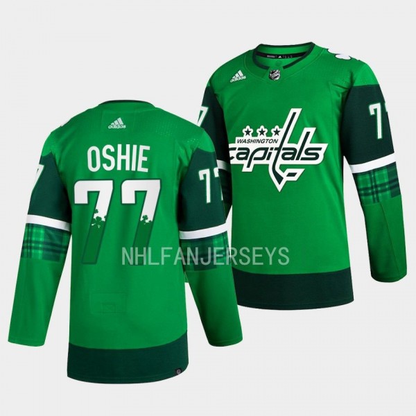 Washington Capitals 2023 St. Patricks Day T.J. Oshie #77 Green Primegreen Authentic Jersey Men's