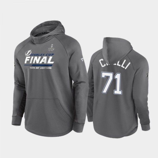 Tampa Bay Lightning Anthony Cirelli #71 Authentic Pro Locker Room Gray 2021 Stanley Cup Final Sweatshirt