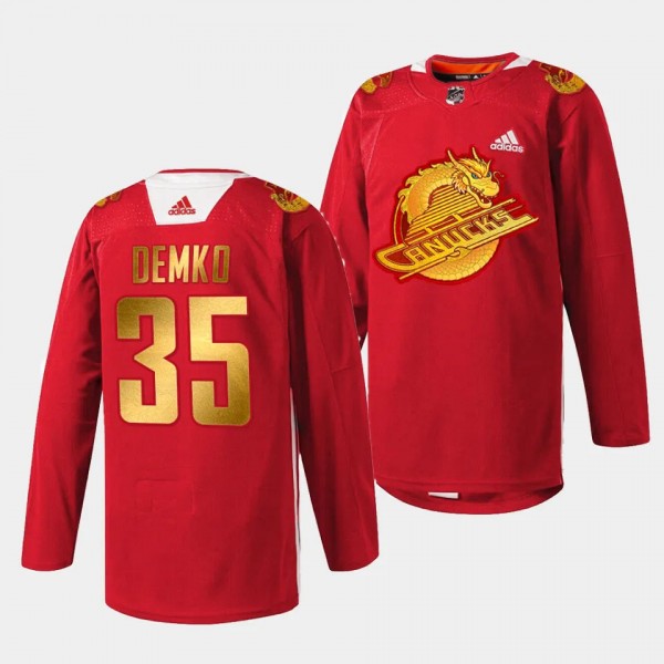 2024 Lunar New Year Thatcher Demko Vancouver Canucks Red #35 Jersey