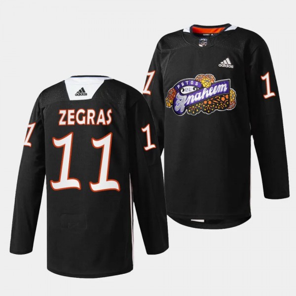 2023 Dia de Muertos Trevor Zegras Anaheim Ducks Black #11 Special Jersey