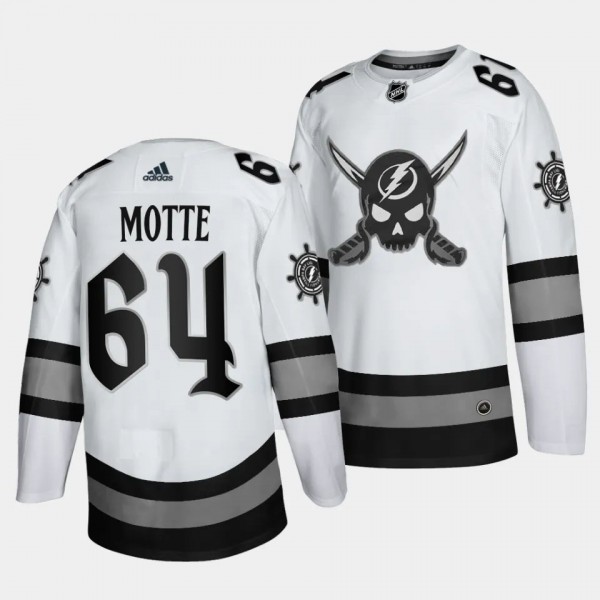 Gasparilla inspired Tyler Motte Tampa Bay Lightning White #64 Limited Edition Jersey 2024